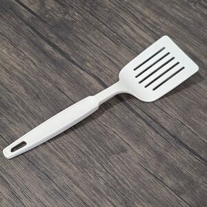 Vintage Ekco White Plastic Slotted Spatula Turner Made in USA Dishwasher Safe